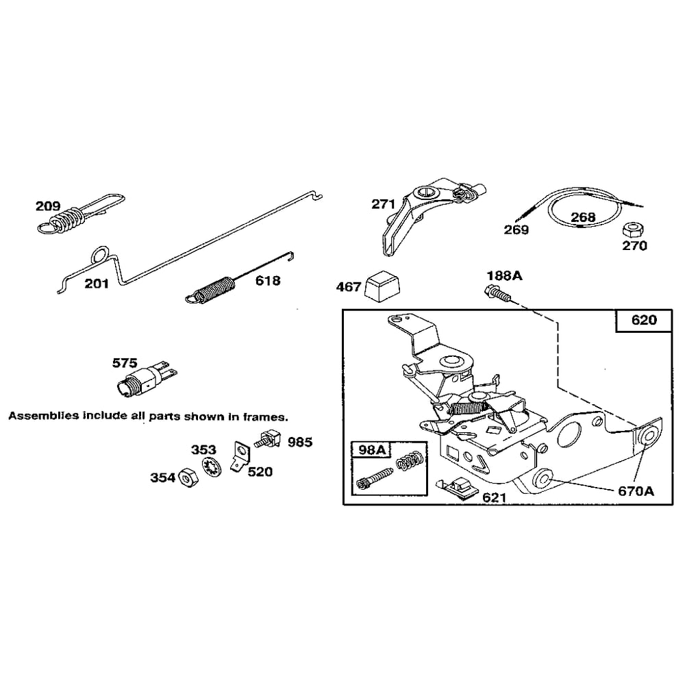 Carburetor Control Assembly Diagram and Parts List for 122700-122799 0101-0101 Briggs and Stratton Engine